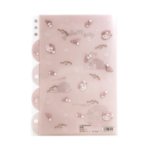 MY MELODY MPLAN & Sanrio Collab Lazy Life A4 5 Pocket Index Clear Folder Pocket Folder Paper File Folder Plastic Folder | H310 X W220