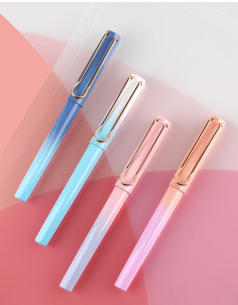 SKY BLUE Dianshi 0.38mm EXTRA Fine Fountain Pen Set Deluxe Foutain Pen Set Fountain Pen Extra Fine Nib Ink Cartridges | Ds-756