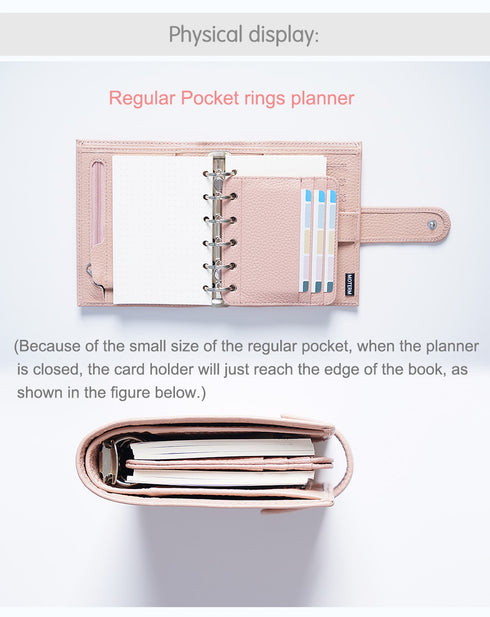 Moterm Genuine Leather Card Holder Flyleaf for Ring Planner with 6 Card Slots And Middle Pocket ID Credit Card Bag Binder Accessory