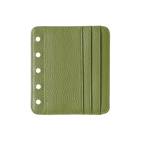 Moterm Genuine Leather Card Holder Flyleaf for Ring Planner with 6 Card Slots And Middle Pocket ID Credit Card Bag Binder Accessory