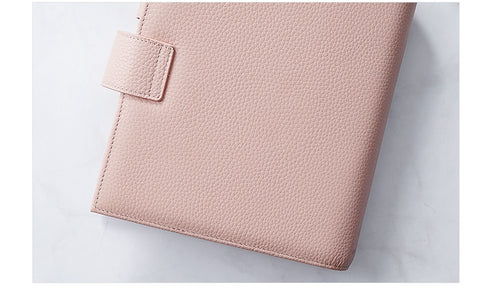 Moterm Luxe Personal Wide Litchi Grain Leather Planner 30 MM Silver Rings Notebook Organizer Agenda LARGE BACK POCKET