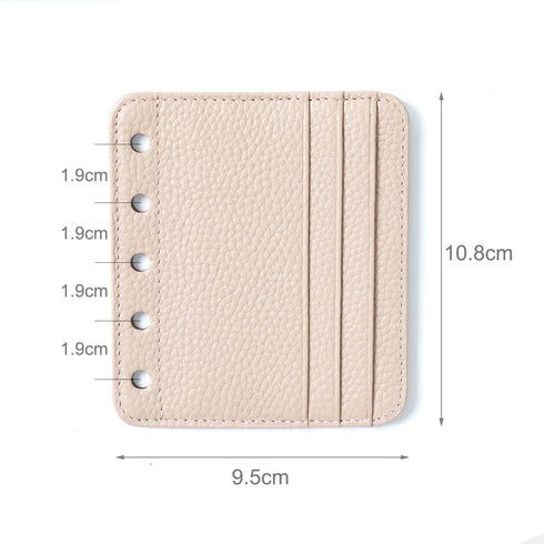 Moterm Genuine Leather Card Holder Flyleaf for Ring Planner with 6 Card Slots And Middle Pocket ID Credit Card Bag Binder Accessory
