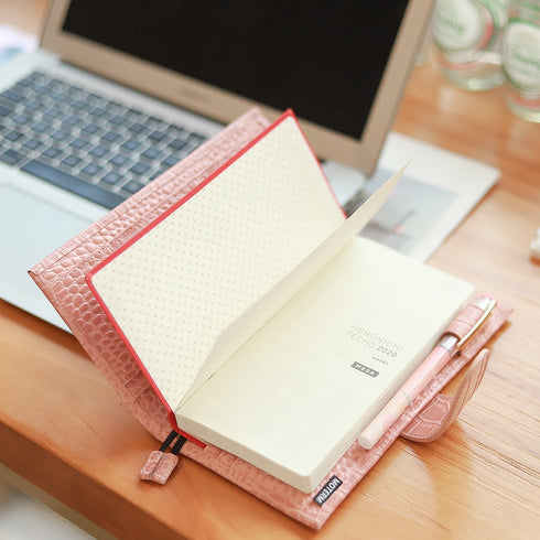 Moterm CROC WEEKS Leather Cover | Back Pocket and Double Clasps Notebook Diary Journal Planner Weeks Cover