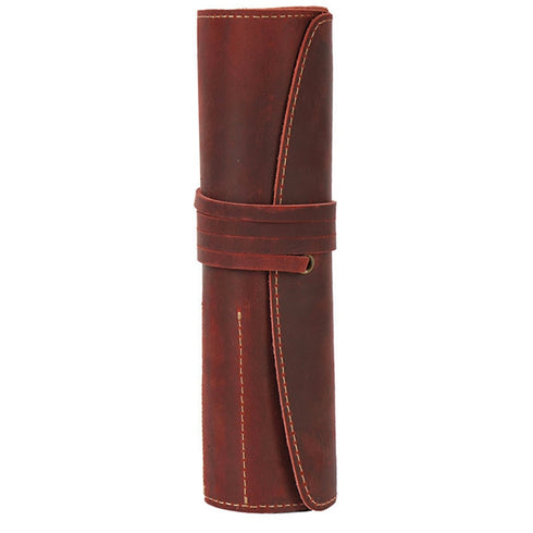 Genuine Leather Rollup Pen Roll Pencil Roll Pencil Bag Pen Large Storage Pouch Organizer Case School Pencil Roll Office Vintage Retro St