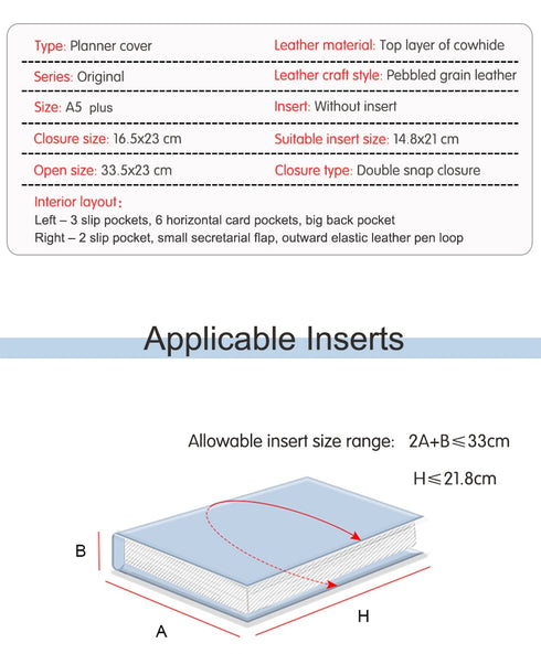 Moterm Original Series A5 Plus Cover for Hobonichi Cousin A5 Notebook Planner Organizer Agenda