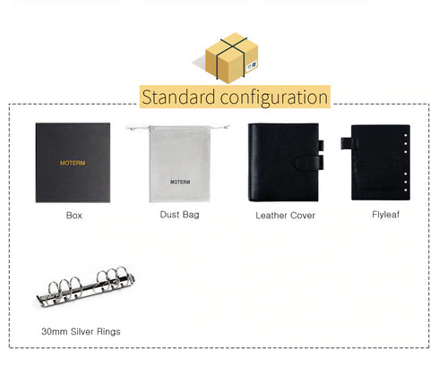 Moterm Luxe Personal Wide Litchi Grain Leather Planner 30 MM Silver Rings Notebook Organizer Agenda LARGE BACK POCKET