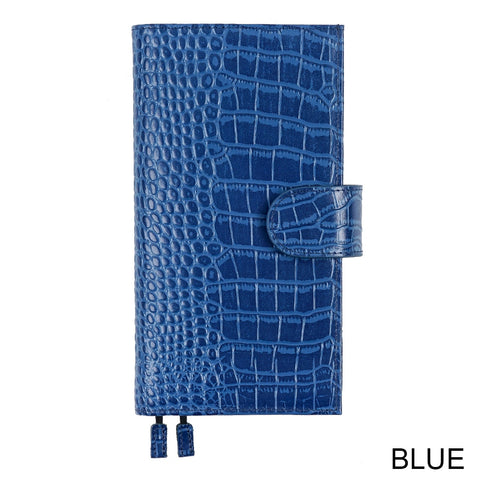 Moterm CROC WEEKS Leather Cover | Back Pocket and Double Clasps Notebook Diary Journal Planner Weeks Cover