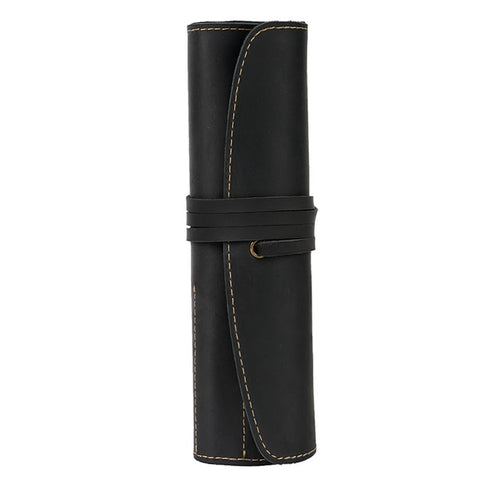 Genuine Leather Rollup Pen Roll Pencil Roll Pencil Bag Pen Large Storage Pouch Organizer Case School Pencil Roll Office Vintage Retro St