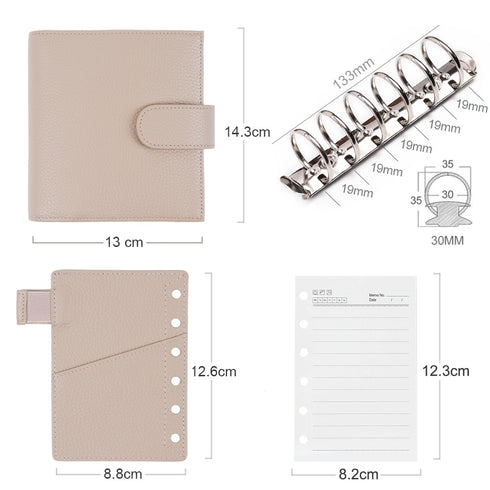 Moterm Luxe 2.0 Series Binder Pocket Size Planner Pebbled Grain Leather A7 Notebook with 30MM Ring