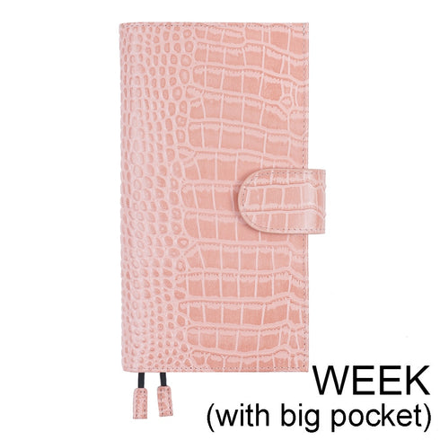 Moterm CROC WEEKS Leather Cover | Back Pocket and Double Clasps Notebook Diary Journal Planner Weeks Cover