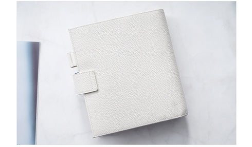 Moterm Luxe Personal Wide Litchi Grain Leather Planner 30 MM Silver Rings Notebook Organizer Agenda LARGE BACK POCKET