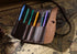 Genuine Leather Rollup Pen Roll Pencil Roll Pencil Bag Pen Large Storage Pouch Organizer Case School Pencil Roll Office Vintage Retro St