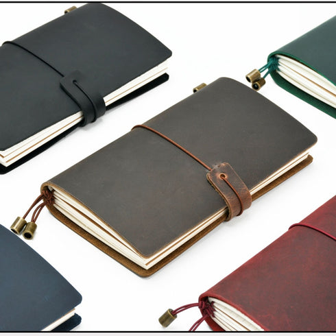 Vintage Travel Notebook Handmade Journal Genuine Leather Cowhide Diary
