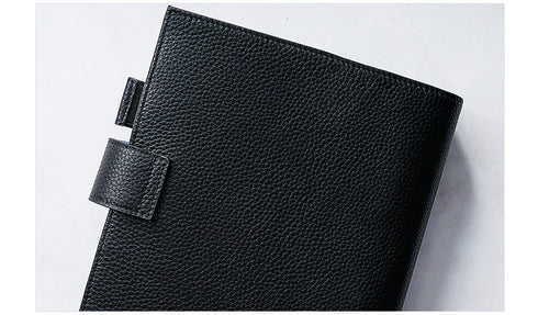 Moterm Luxe Personal Wide Litchi Grain Leather Planner 30 MM Silver Rings Notebook Organizer Agenda LARGE BACK POCKET