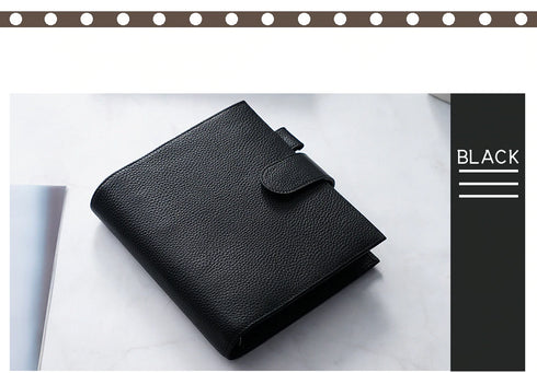 Moterm Luxe Personal Wide Litchi Grain Leather Planner 30 MM Silver Rings Notebook Organizer Agenda LARGE BACK POCKET