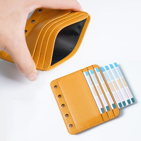 Moterm Genuine Leather Card Holder Flyleaf for Ring Planner with 6 Card Slots And Middle Pocket ID Credit Card Bag Binder Accessory