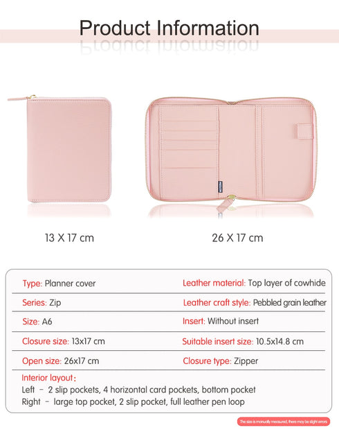 Moterm A6 Genuine Leather A6 Zippered Cover with Back Pocket Planner Cover Techo Cover Midori Cover