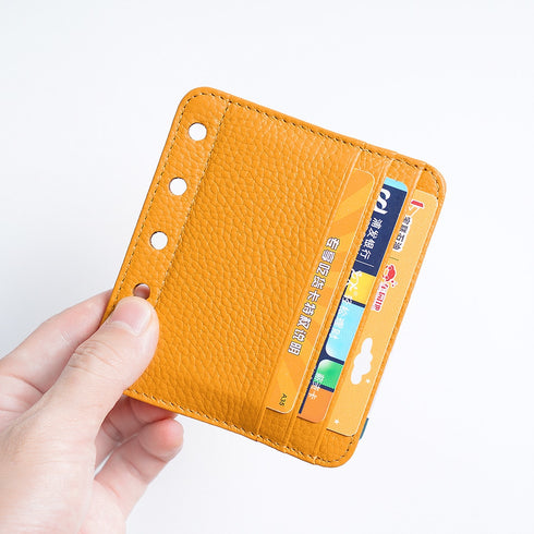 Moterm Genuine Leather Card Holder Flyleaf for Ring Planner with 6 Card Slots And Middle Pocket ID Credit Card Bag Binder Accessory