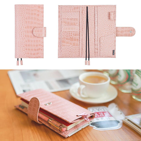 Moterm CROC WEEKS Leather Cover | Back Pocket and Double Clasps Notebook Diary Journal Planner Weeks Cover
