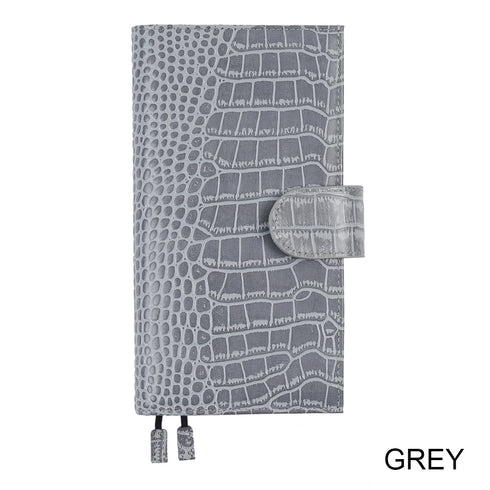 Moterm CROC WEEKS Leather Cover | Back Pocket and Double Clasps Notebook Diary Journal Planner Weeks Cover
