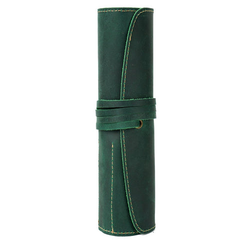 Genuine Leather Rollup Pen Roll Pencil Roll Pencil Bag Pen Large Storage Pouch Organizer Case School Pencil Roll Office Vintage Retro St