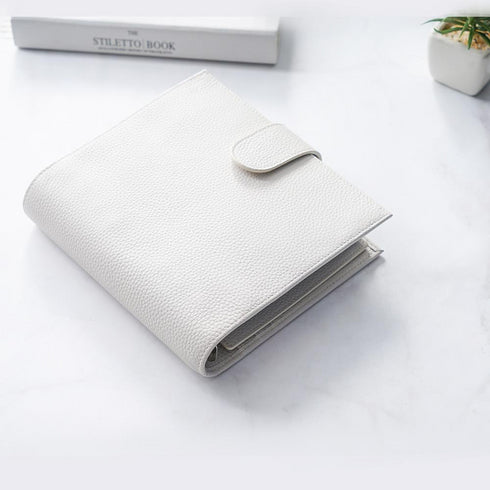 Moterm Luxe Personal Wide Litchi Grain Leather Planner 30 MM Silver Rings Notebook Organizer Agenda LARGE BACK POCKET