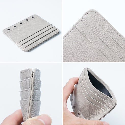 Moterm Genuine Leather Card Holder Flyleaf for Ring Planner with 6 Card Slots And Middle Pocket ID Credit Card Bag Binder Accessory