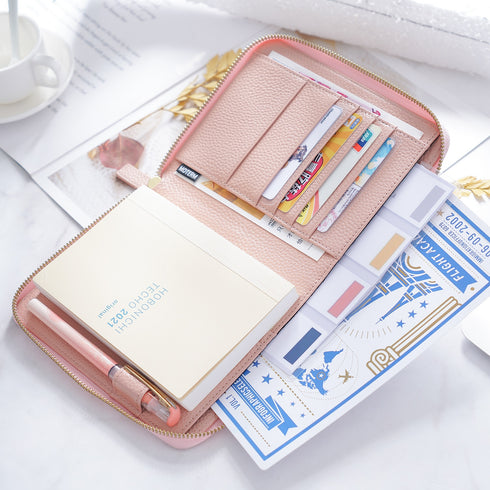 Moterm A6 Genuine Leather A6 Zippered Cover with Back Pocket Planner Cover Techo Cover Midori Cover