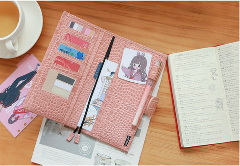 Moterm CROC WEEKS Leather Cover | Back Pocket and Double Clasps Notebook Diary Journal Planner Weeks Cover