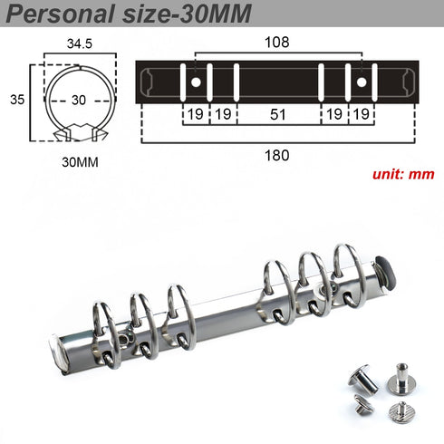 Ring Binder Replacement Kit Ring Binder Mechanism Planner Rings with Hardware for Ring Planner | A5, A6, A7 & Personal