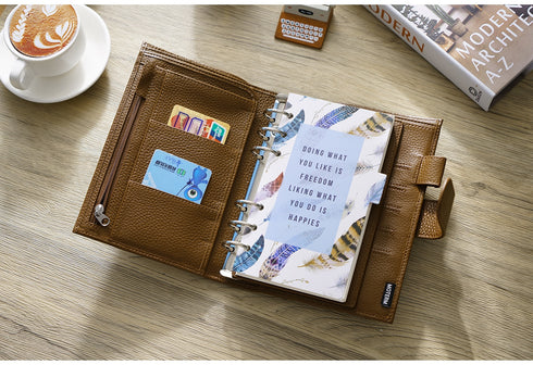 Moterm Genuine Leather Regular Personal Size Planner with 25MM Binder Rings Notebook Agenda Organizer Diary Journal