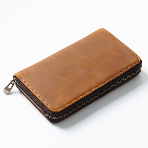 Genuine Leather Pencil Case Pen Hold Holder Organizer Hand Made Zipper Nature Cowhide Pencilcase Stationery Storage Bag