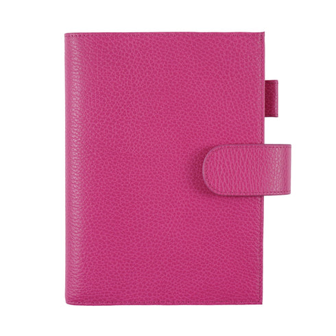 Moterm Firm Pebbled Grain Leather A5 A6 B6 Weeks Fuchsia Rose Color Genuine Cowhide Planner Rings Notebook Cover Diary Agenda Organizer Journey