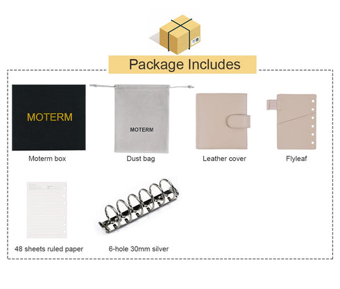 Moterm Luxe 2.0 Series Binder Pocket Size Planner Pebbled Grain Leather A7 Notebook with 30MM Ring