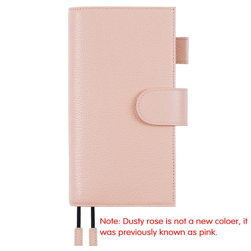Moterm Pebbled Leather Original Weeks Cover for Hobonichi and Skinny Mini Happy Planner with Back Pocket and Double Clasps Diary