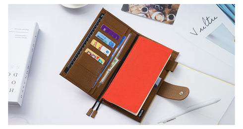 Moterm Pebbled Leather Original Weeks Cover for Hobonichi and Skinny Mini Happy Planner with Back Pocket and Double Clasps Diary