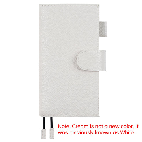 Moterm Pebbled Leather Original Weeks Cover for Hobonichi and Skinny Mini Happy Planner with Back Pocket and Double Clasps Diary
