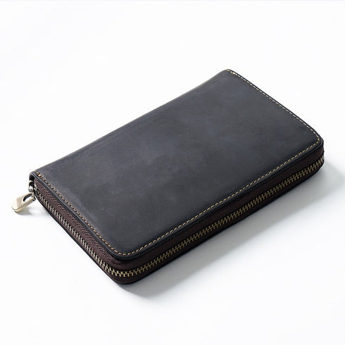 Genuine Leather Pencil Case Pen Hold Holder Organizer Hand Made Zipper Nature Cowhide Pencilcase Stationery Storage Bag