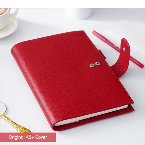 Moterm Firm Pebbled Grain Leather A5 A6 B6 Weeks Cherry Red Color Genuine Cowhide Planner Rings Notebook Cover Diary Agenda Organizer Journey