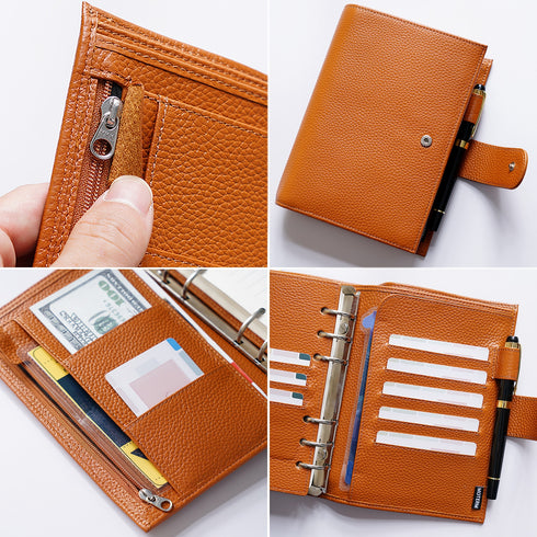 Moterm Genuine Leather Regular Personal Size Planner with 25MM Binder Rings Notebook Agenda Organizer Diary Journal