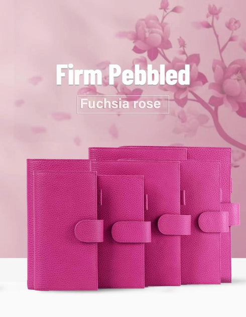 Moterm Firm Pebbled Grain Leather A5 A6 B6 Weeks Fuchsia Rose Color Genuine Cowhide Planner Rings Notebook Cover Diary Agenda Organizer Journey