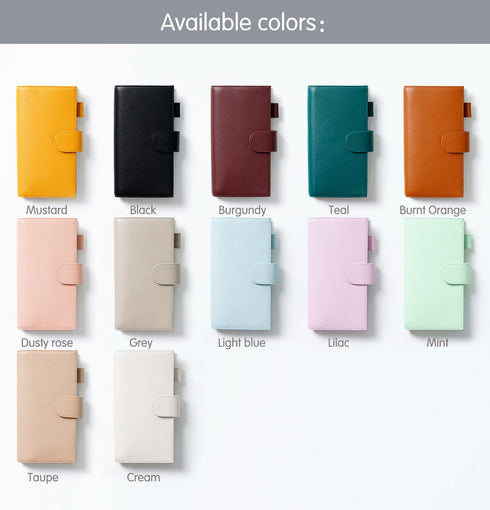 Moterm Pebbled Leather Original Weeks Cover for Hobonichi and Skinny Mini Happy Planner with Back Pocket and Double Clasps Diary