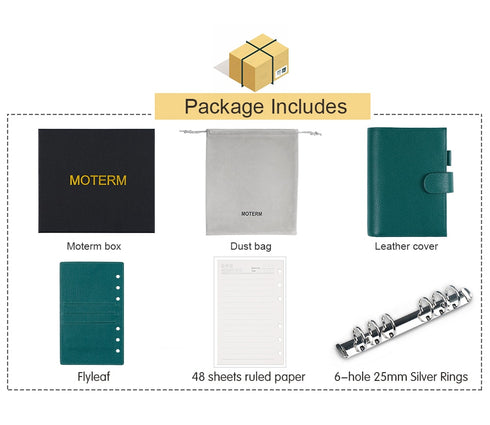 Moterm Genuine Leather Regular Personal Size Planner with 25MM Binder Rings Notebook Agenda Organizer Diary Journal