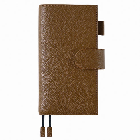 Moterm Pebbled Leather Original Weeks Cover for Hobonichi and Skinny Mini Happy Planner with Back Pocket and Double Clasps Diary