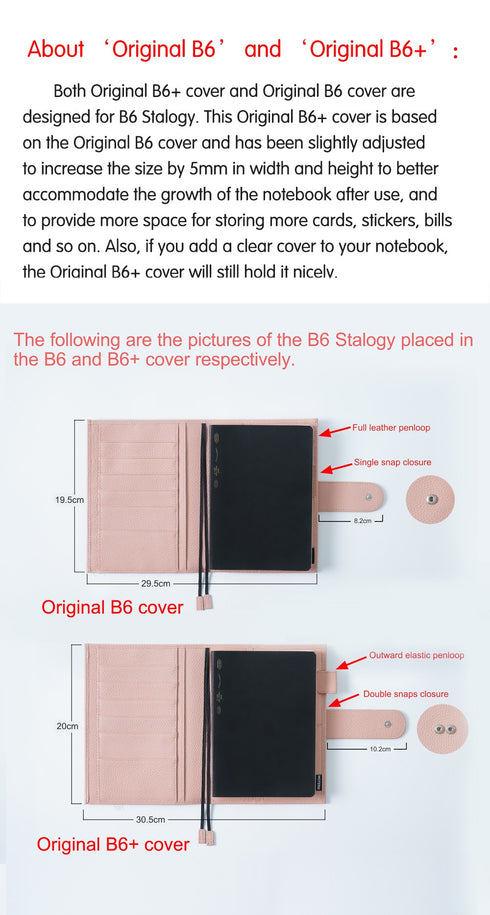 Moterm Original Series B6 Plus Cover for B6 Stalogy Notebook Genuine Pebbled Grain Cowhide Planner Organizer Agenda Journal