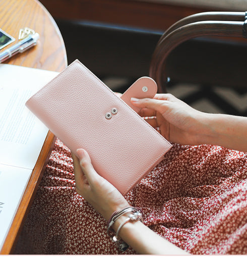 Moterm Pebbled Leather Original Weeks Cover for Hobonichi and Skinny Mini Happy Planner with Back Pocket and Double Clasps Diary