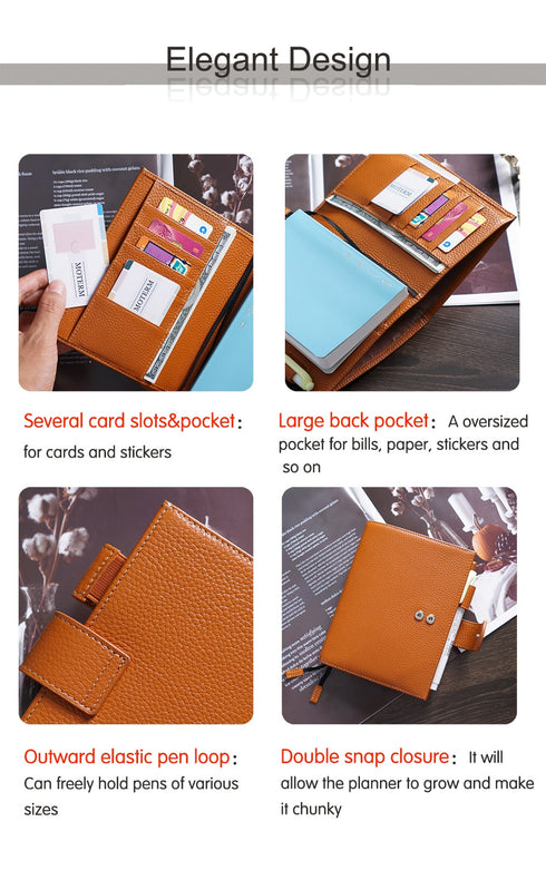 Moterm Original Series A6 Plus Cover for A6 Stalogy Notebook Genuine Pebbled Grain Cowhide Planner