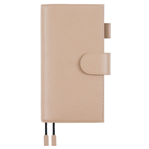 Moterm Pebbled Leather Original Weeks Cover for Hobonichi and Skinny Mini Happy Planner with Back Pocket and Double Clasps Diary