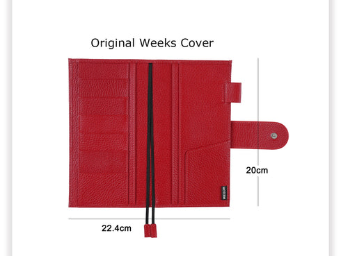 Moterm Firm Pebbled Grain Leather A5 A6 B6 Weeks Cherry Red Color Genuine Cowhide Planner Rings Notebook Cover Diary Agenda Organizer Journey
