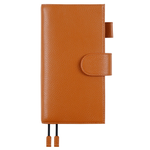 Moterm Pebbled Leather Original Weeks Cover for Hobonichi and Skinny Mini Happy Planner with Back Pocket and Double Clasps Diary